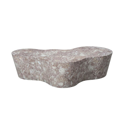 Brown Marble Finish Concrete Coffee Table with Art Deco Style