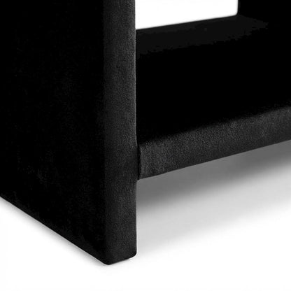 Black Velvet Nightstand with Contemporary Style and Soft Upholstery