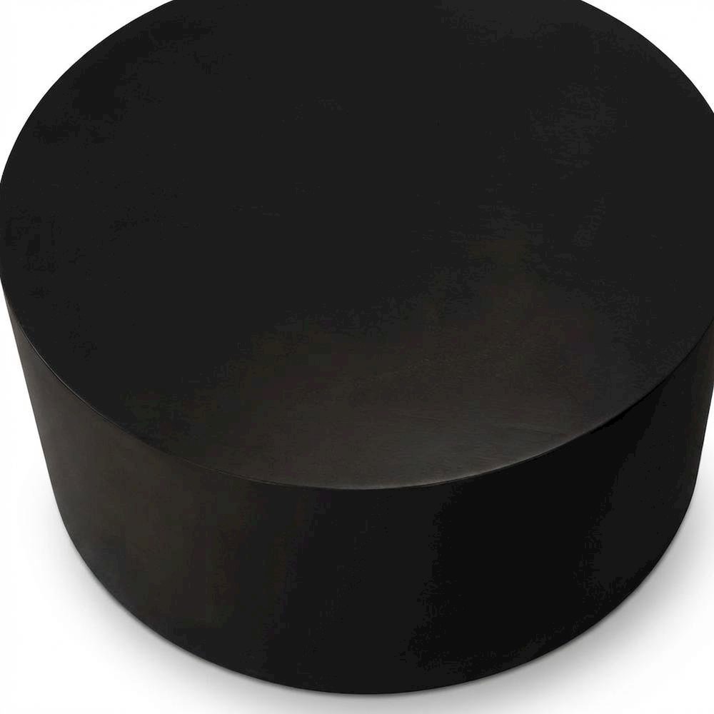 Contemporary Matte Black Coffee Table with Drum Legs and Modern Style