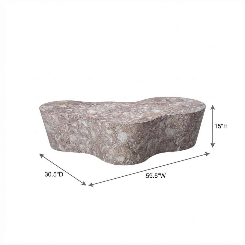 Brown Marble Finish Concrete Coffee Table with Art Deco Style