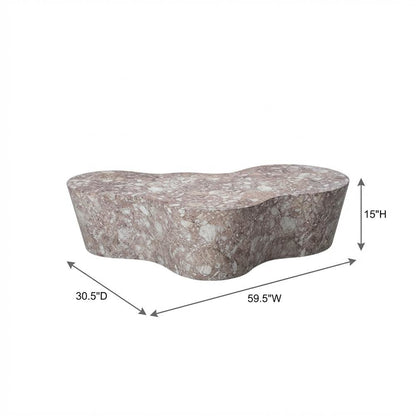 Brown Marble Finish Concrete Coffee Table with Art Deco Style