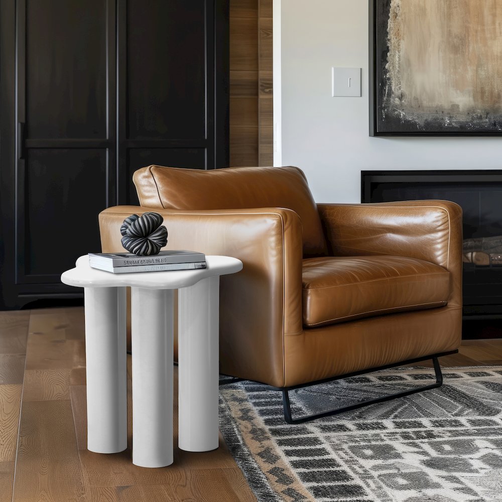 Romaine White End Table