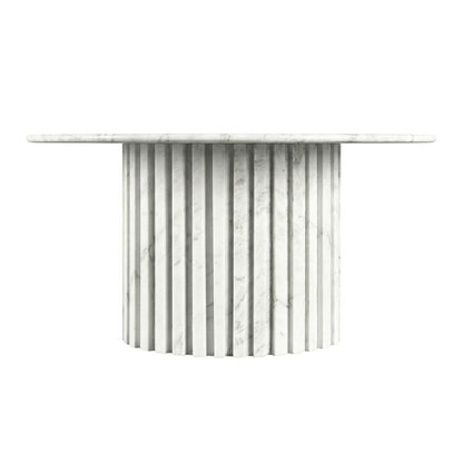 White Art Deco Coffee Table with Pedestal Base for Living Room