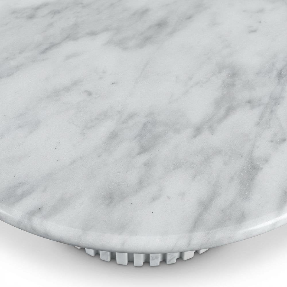 White Art Deco Coffee Table with Pedestal Base for Living Room