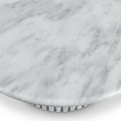 White Art Deco Coffee Table with Pedestal Base for Living Room