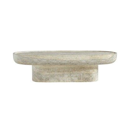 Concrete Indoor/Outdoor Coffee Table with Travertine Finish and Art Deco Style
