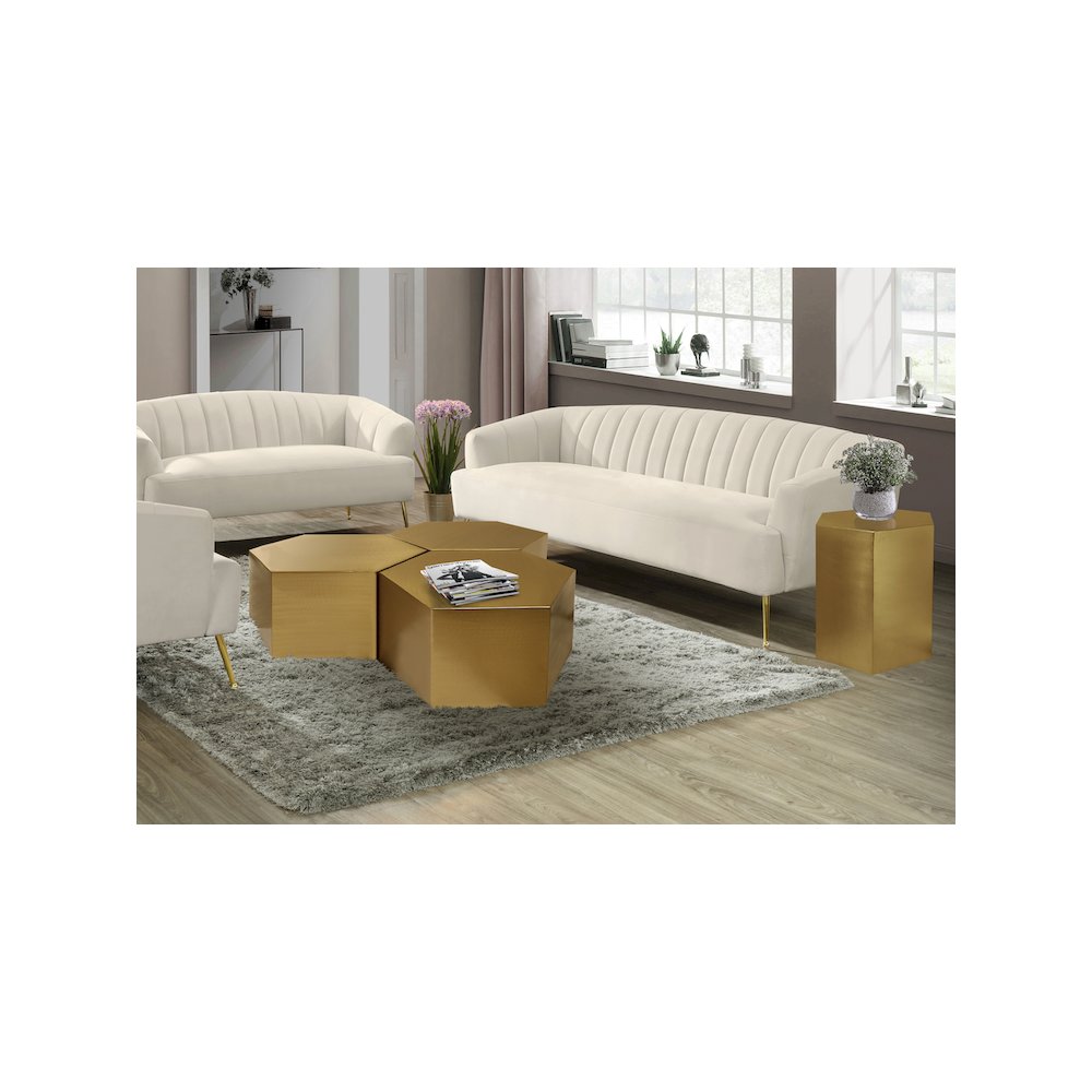 Hexagon Brushed Gold Coffee Table