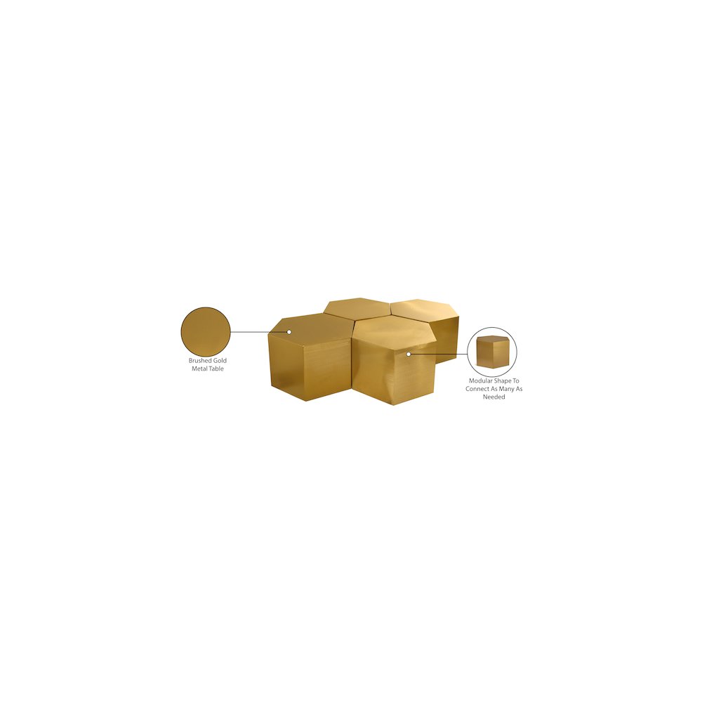 Hexagon Brushed Gold Coffee Table