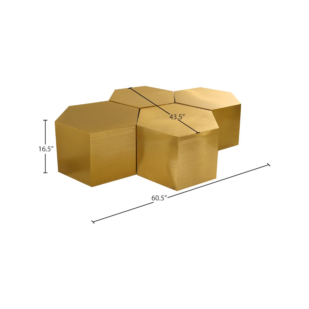 Hexagon Brushed Gold Coffee Table