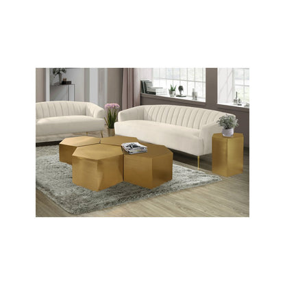 Hexagon Brushed Gold End Table