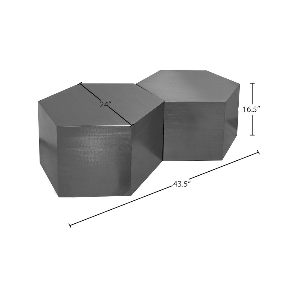 Hexagon Brushed Chrome Coffee Table