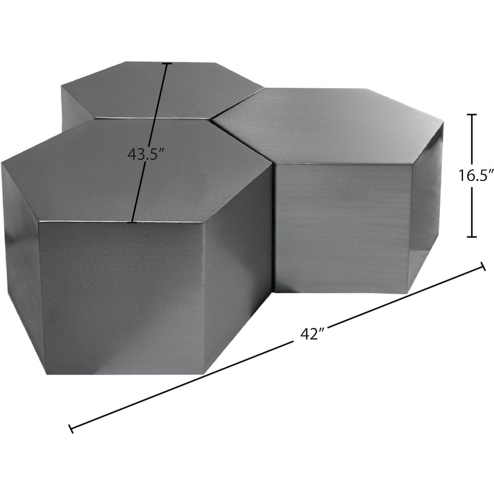 Hexagon Brushed Chrome Coffee Table