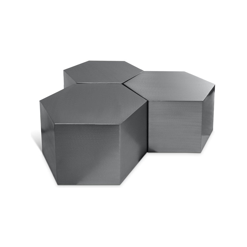 Hexagon Brushed Chrome Coffee Table