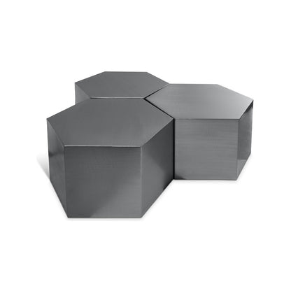 Hexagon Brushed Chrome Coffee Table