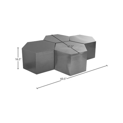 Hexagon Brushed Chrome Coffee Table