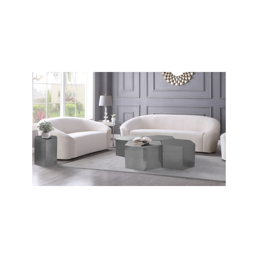 Hexagon Brushed Chrome Coffee Table