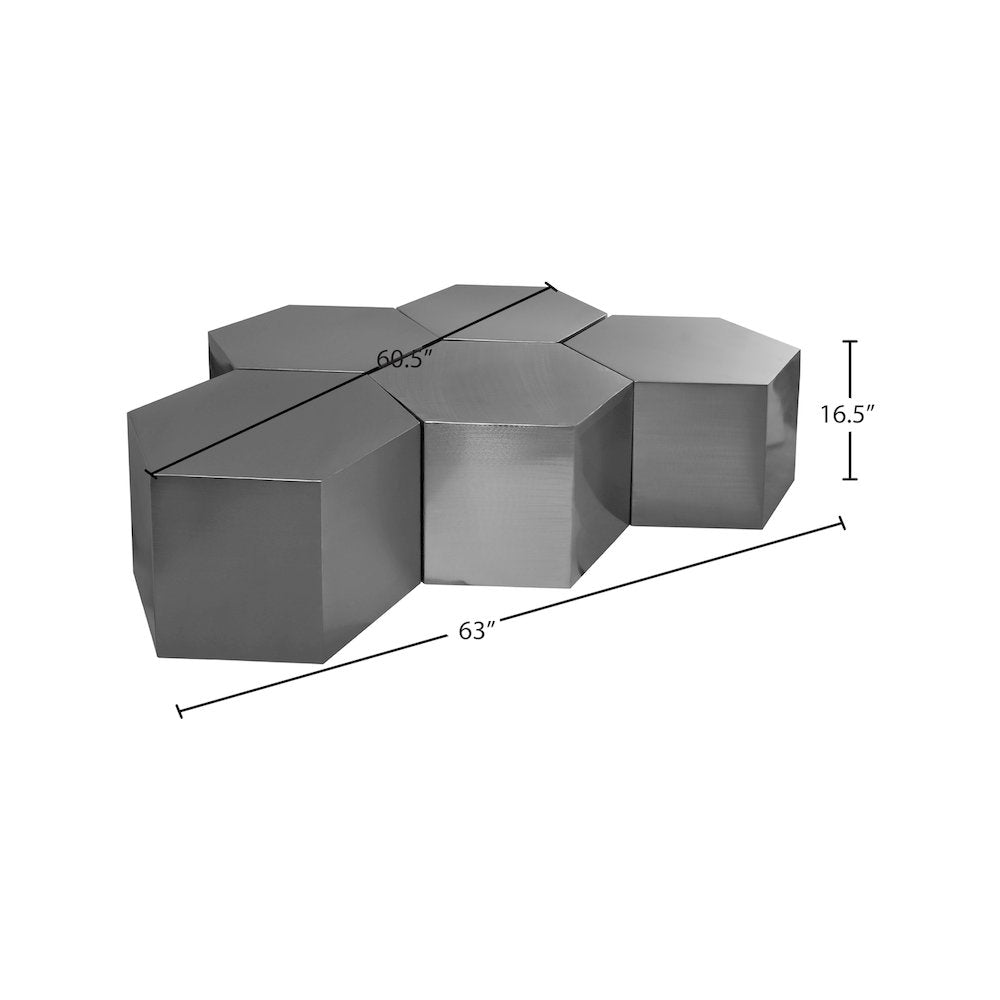 Hexagon Brushed Chrome Coffee Table