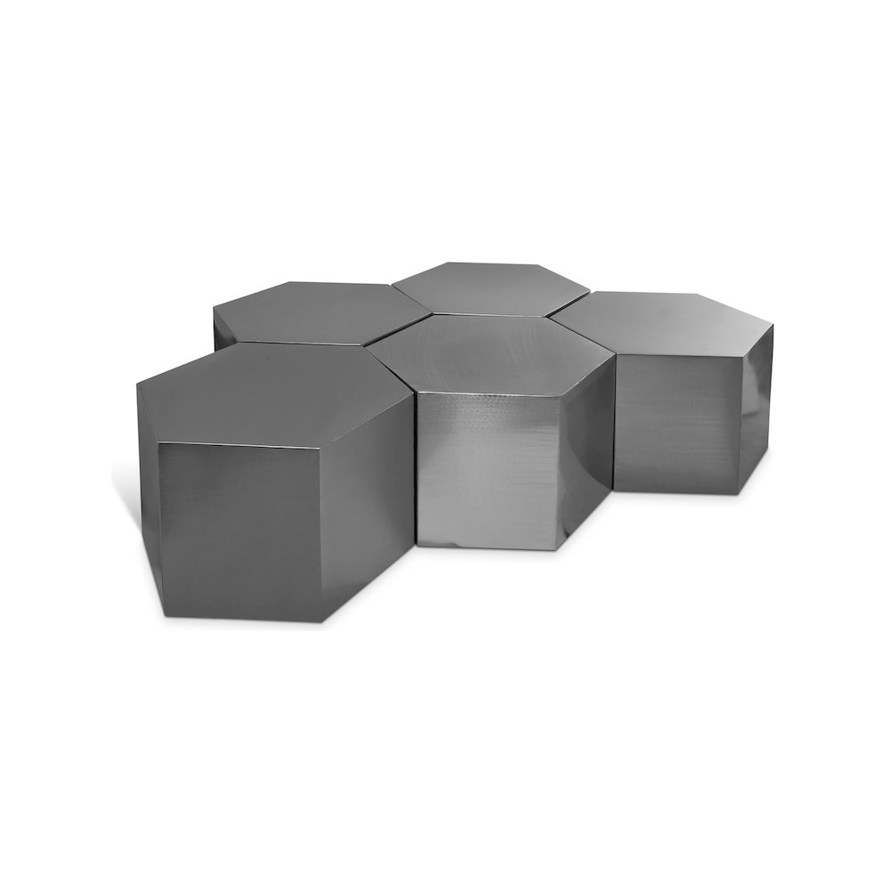Hexagon Brushed Chrome Coffee Table