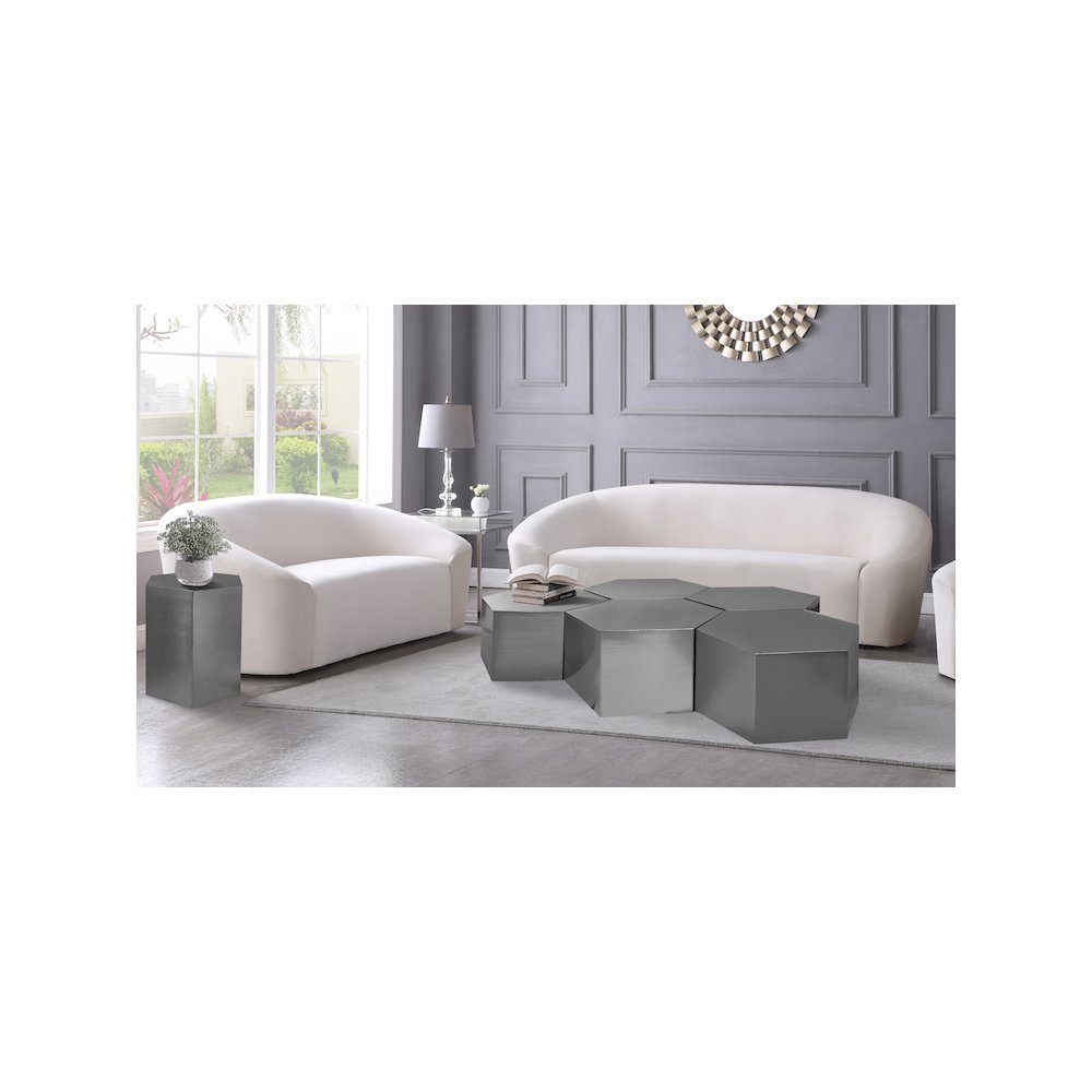 Hexagon Brushed Chrome Coffee Table