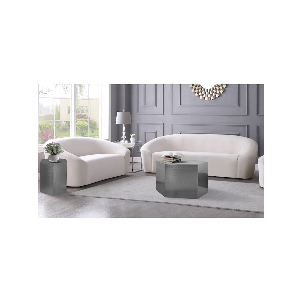 Hexagon Brushed Chrome Coffee Table