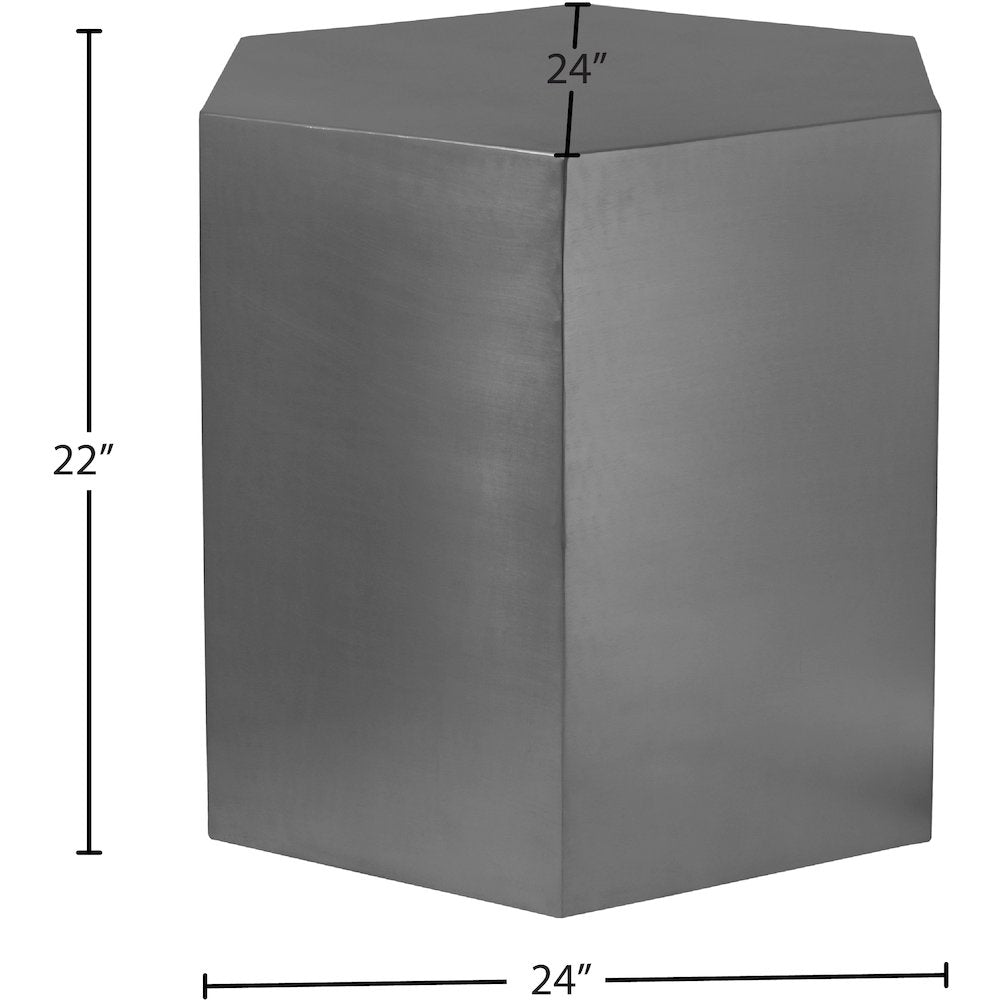 Hexagon Brushed Chrome End Table