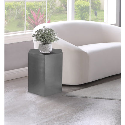 Hexagon Brushed Chrome End Table