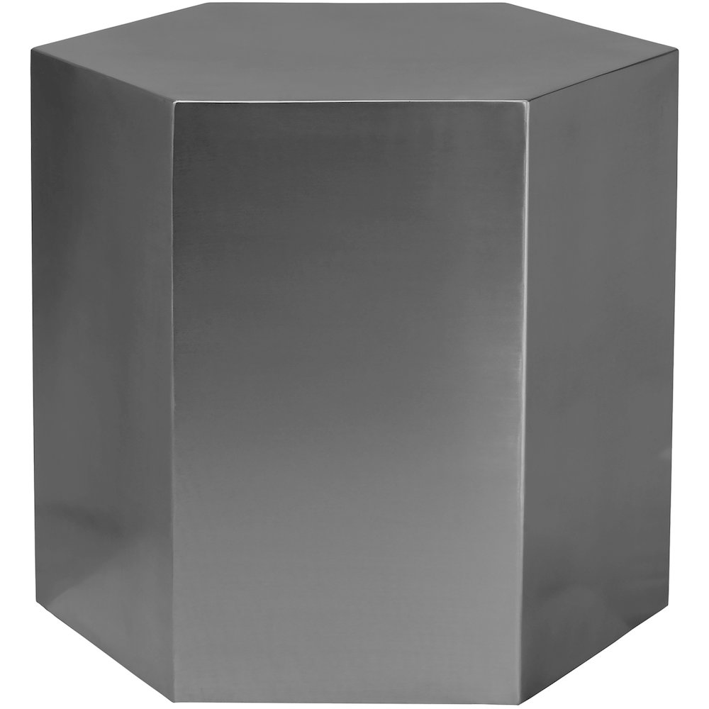 Hexagon Brushed Chrome End Table
