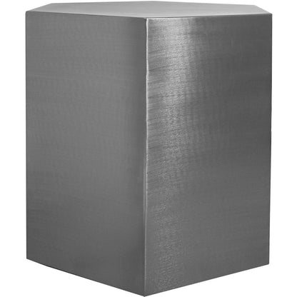 Hexagon Brushed Chrome End Table