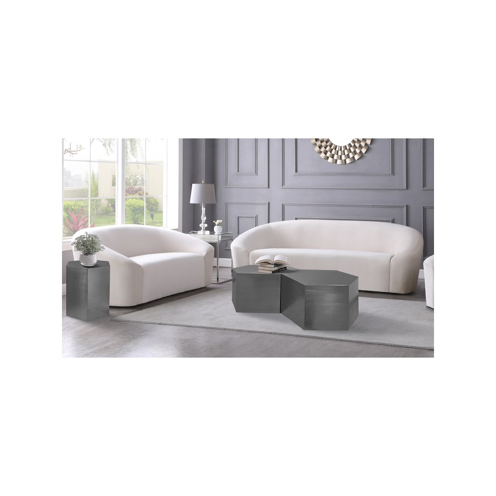 Hexagon Brushed Chrome End Table