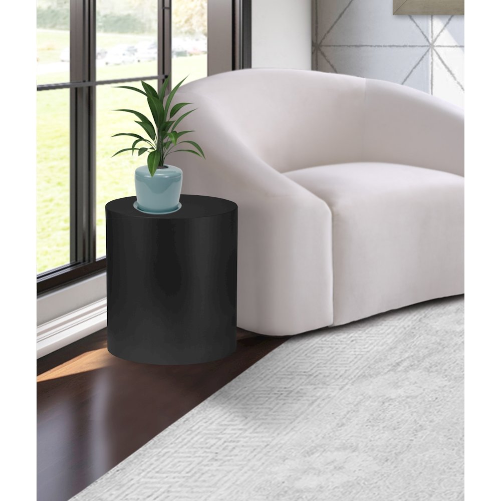 Cylinder Matte Black End Table