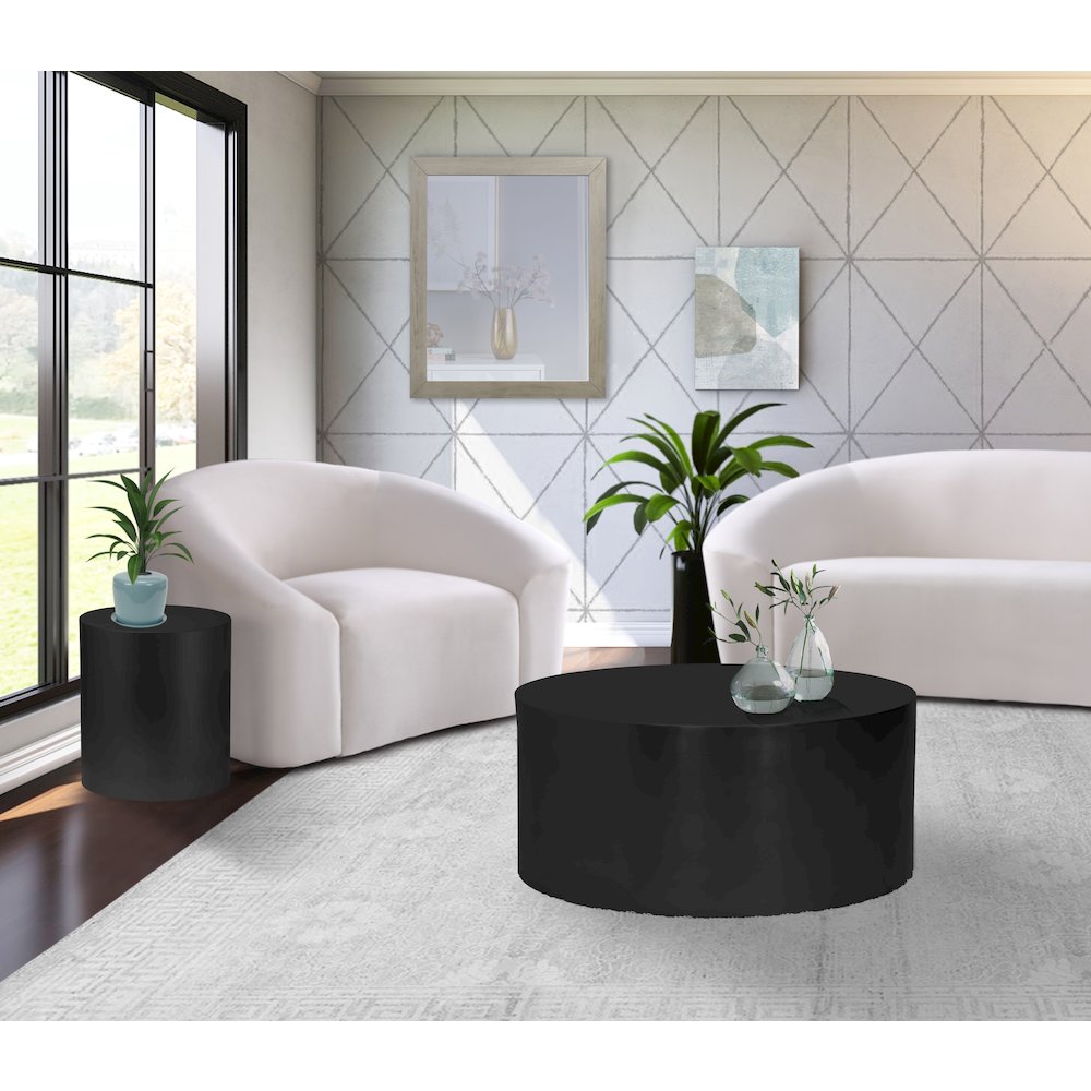 Cylinder Matte Black End Table