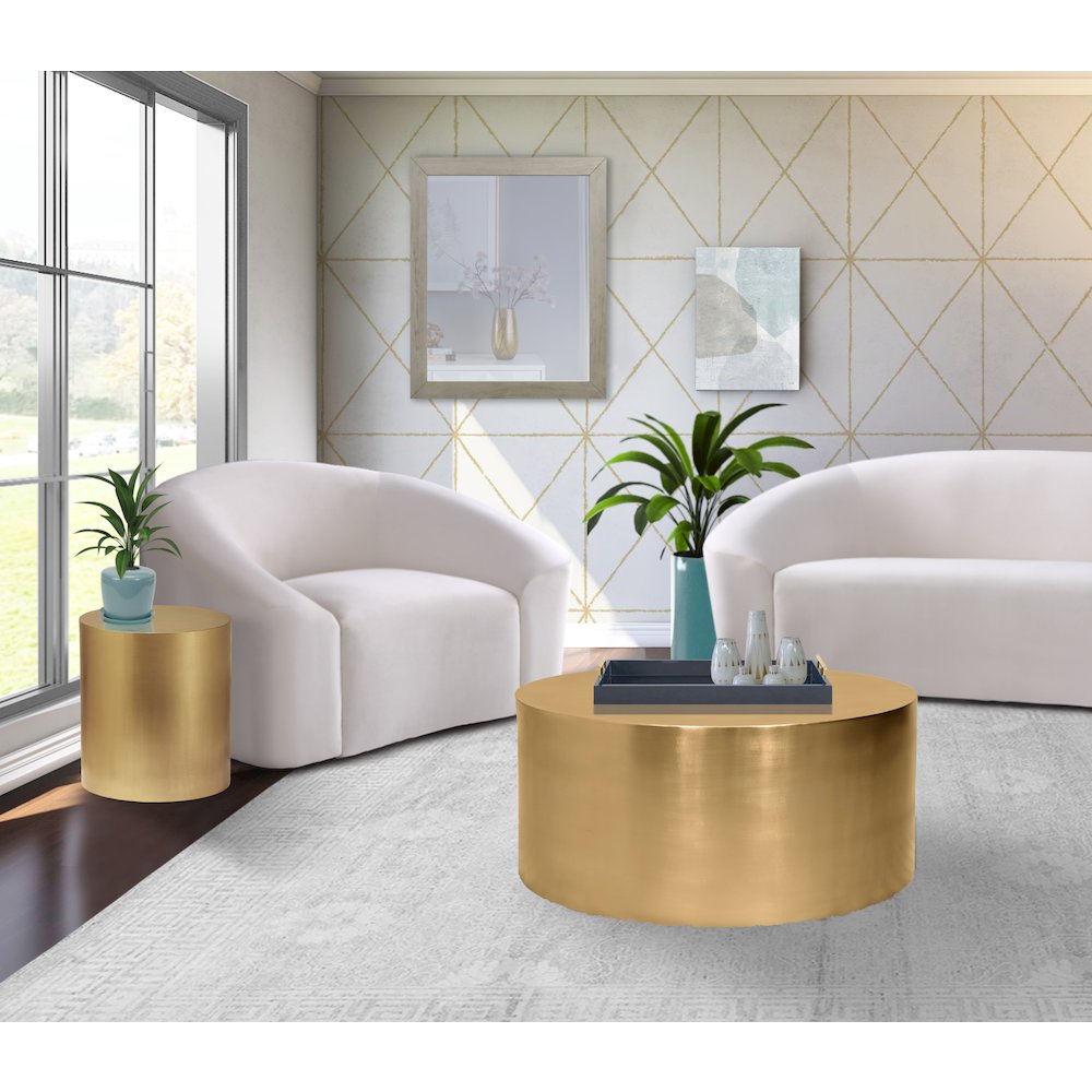 Cylinder Brushed Gold Coffee Table