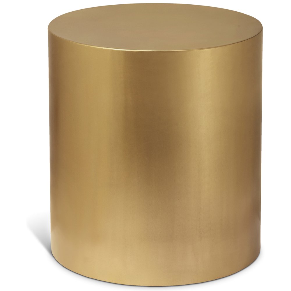 Cylinder Brushed Gold End Table