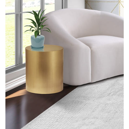 Cylinder Brushed Gold End Table