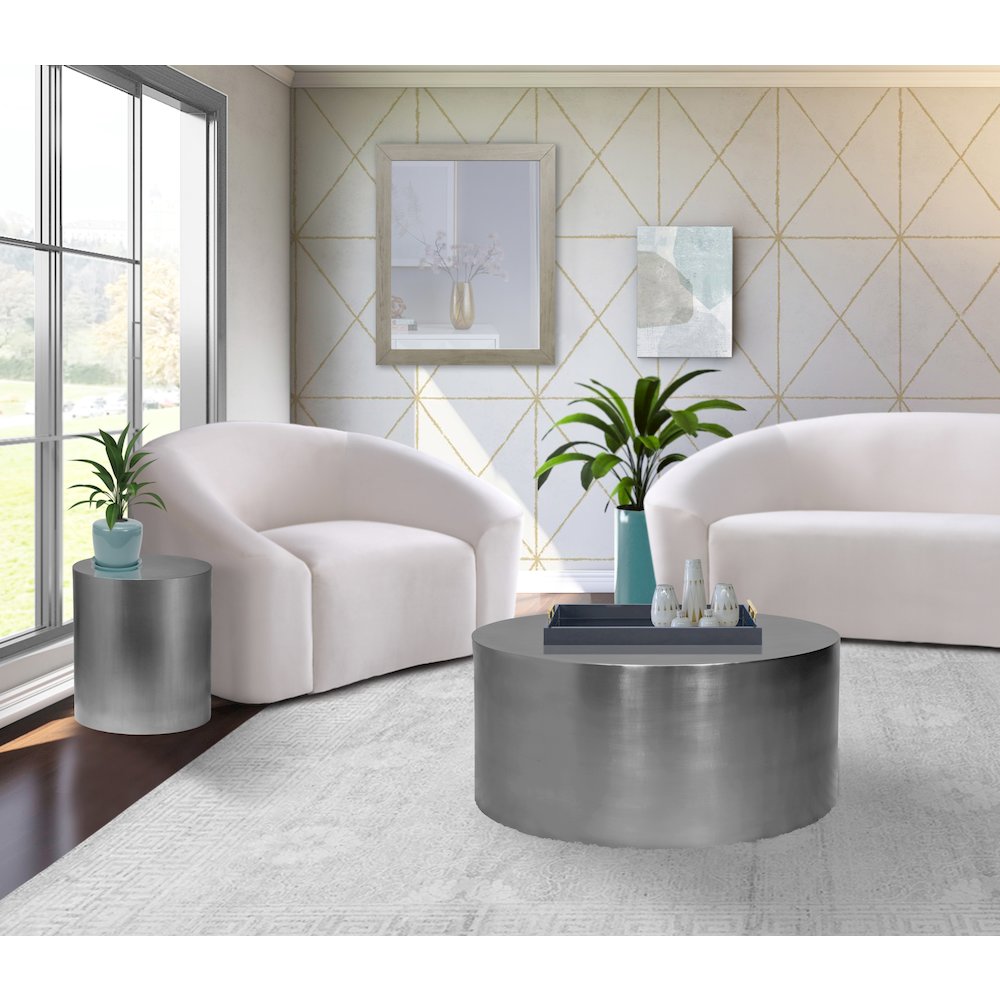 Cylinder Brushed Chrome Coffee Table