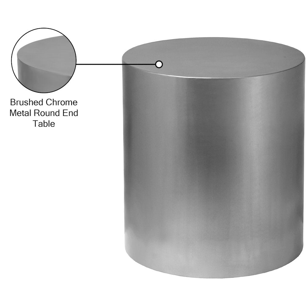 Cylinder Brushed Chrome End Table