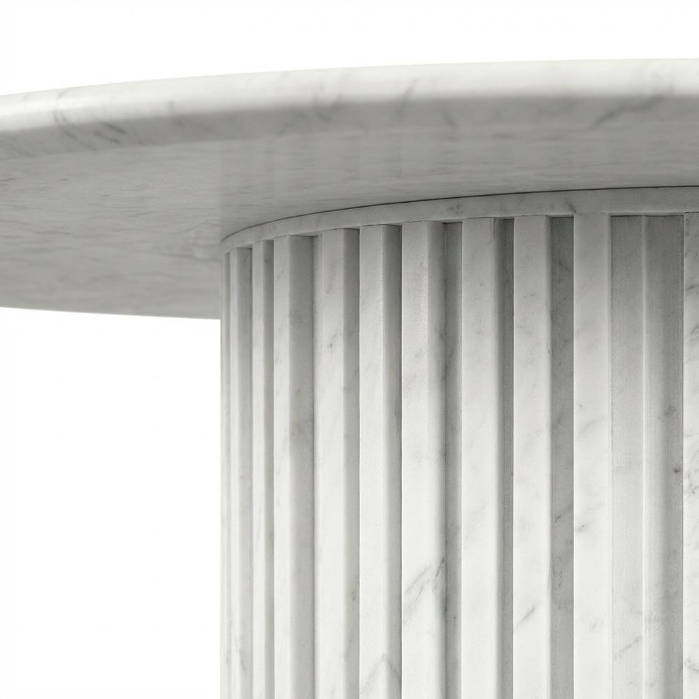 White Art Deco Coffee Table with Pedestal Base for Living Room