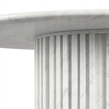 White Art Deco Coffee Table with Pedestal Base for Living Room