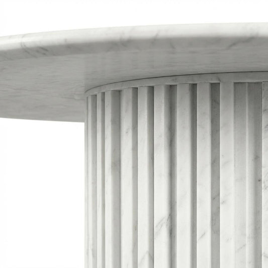 White Art Deco Coffee Table with Pedestal Base for Living Room