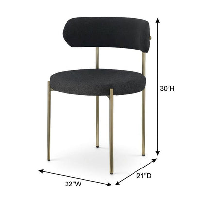 Brushed Brass Dining Chair Set of 2 with Boucle Fabric and Contemporary Design