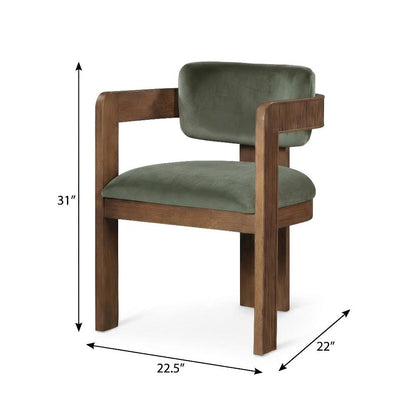 Brown Velvet Dining Chairs Set of 2 with Armrests Cushioned Seats - Art Deco