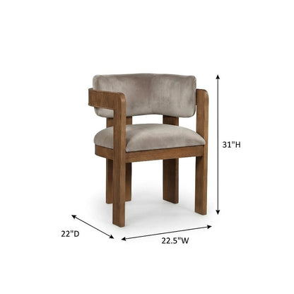 Brown Velvet Dining Chairs Set of 2 with Armrests and Art Deco Style