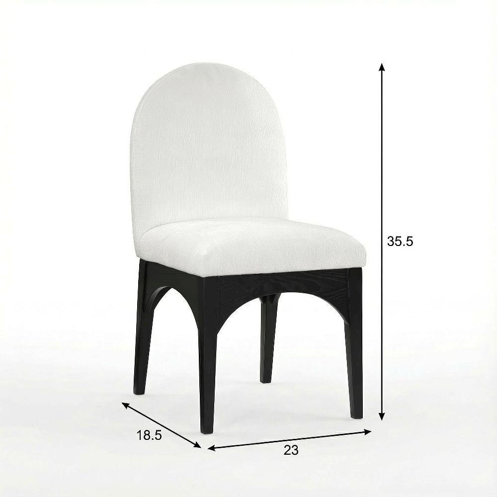 Black Chenille Fabric Dining Chair with Art Deco Style and Cushioned Seat