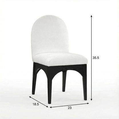 Black Chenille Fabric Dining Chair with Art Deco Style and Cushioned Seat