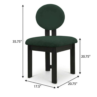 Black Boucle Fabric Dining Chair Set of 2 with Mid-Century Modern Design