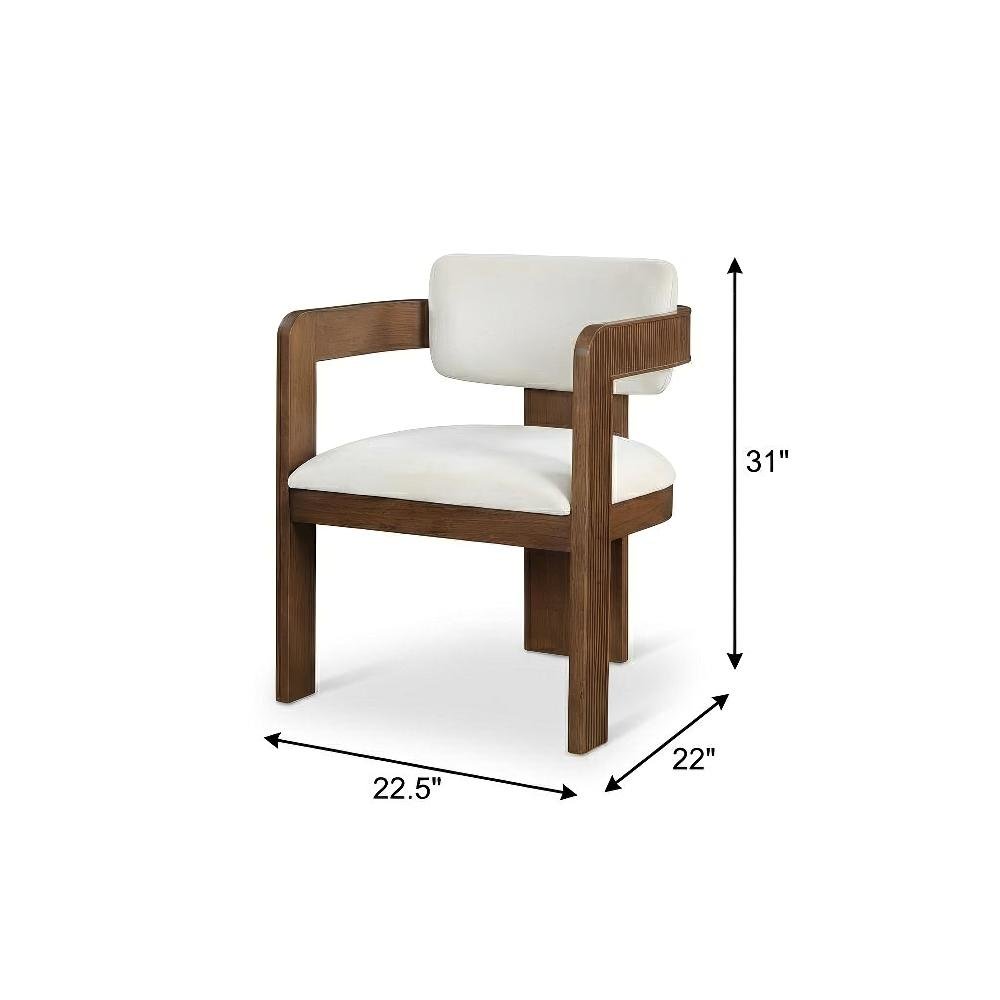 Brown Velvet Dining Chairs Set of 2 with Armrests and Art Deco Design