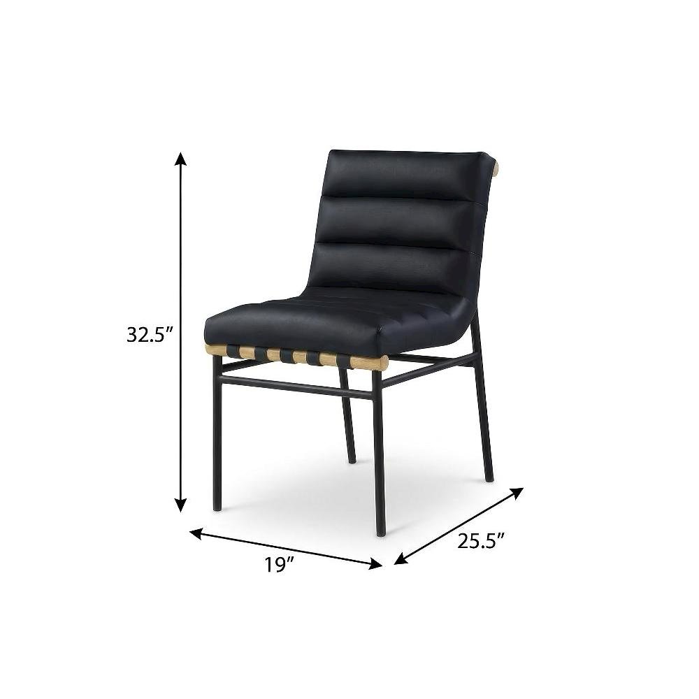 Black Vegan Leather Dining Chairs Set of 2 with Contemporary Design