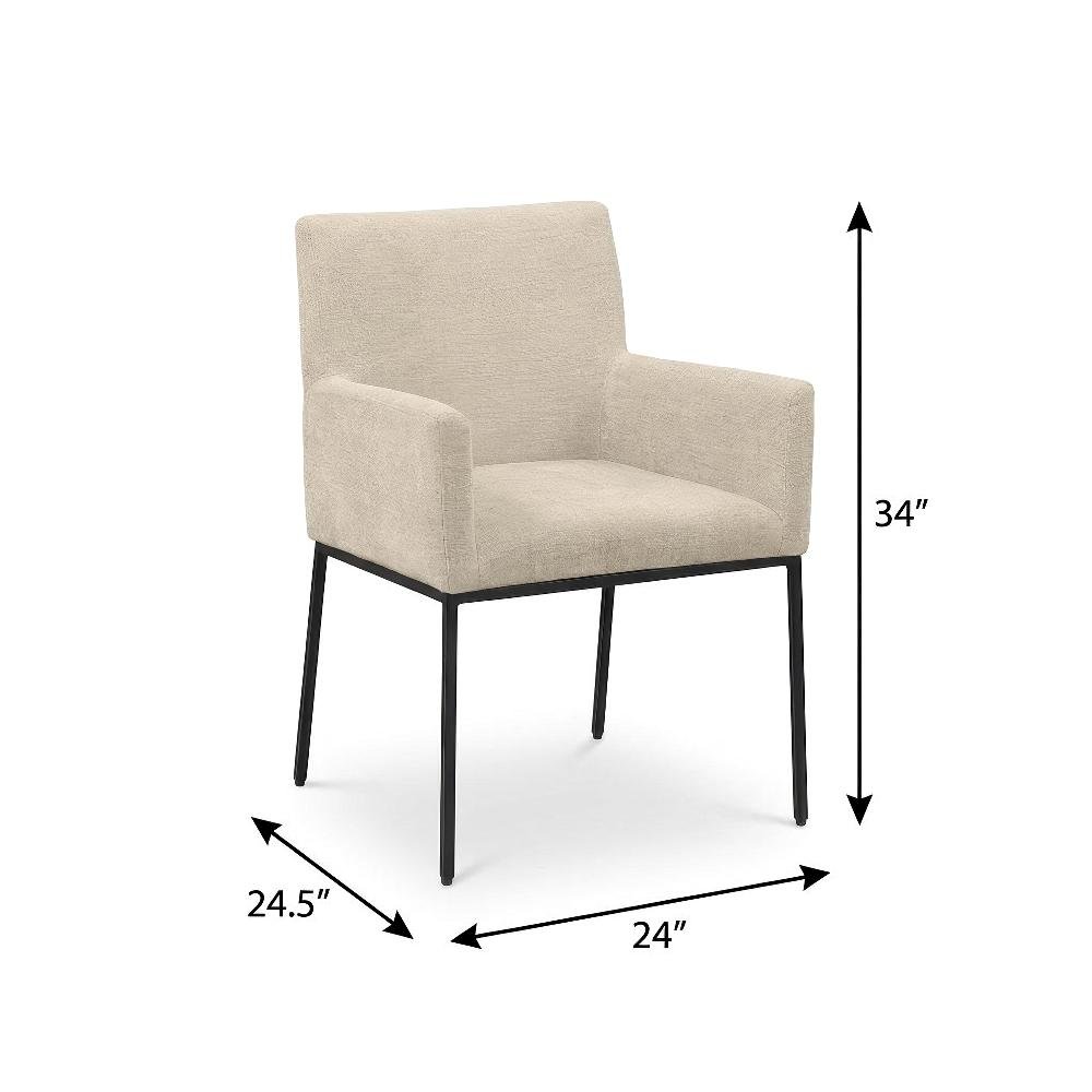 Matte Black Dining Chair Set of 2 with Armrests and Contemporary Design