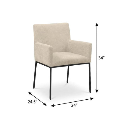 Matte Black Dining Chair Set of 2 with Armrests and Contemporary Design