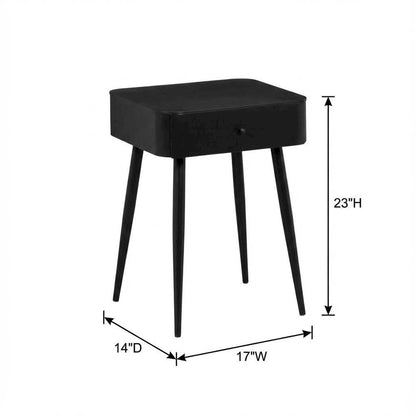 Contemporary Night Stand with Matte Black Finish for Bedroom Storage